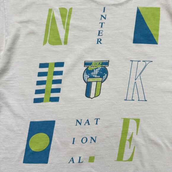 Rare Vintage 80s Nike International Swoosh Size L Abstract Single Stitch T Shirt - Picture 5 of 10